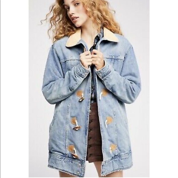 Free People Jackets & Blazers - Free People Denim Faux Fur Lined Oversize coat